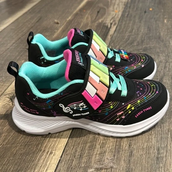 Skechers Black and Multicolor Kids Sneakers - Picture 4 of 12